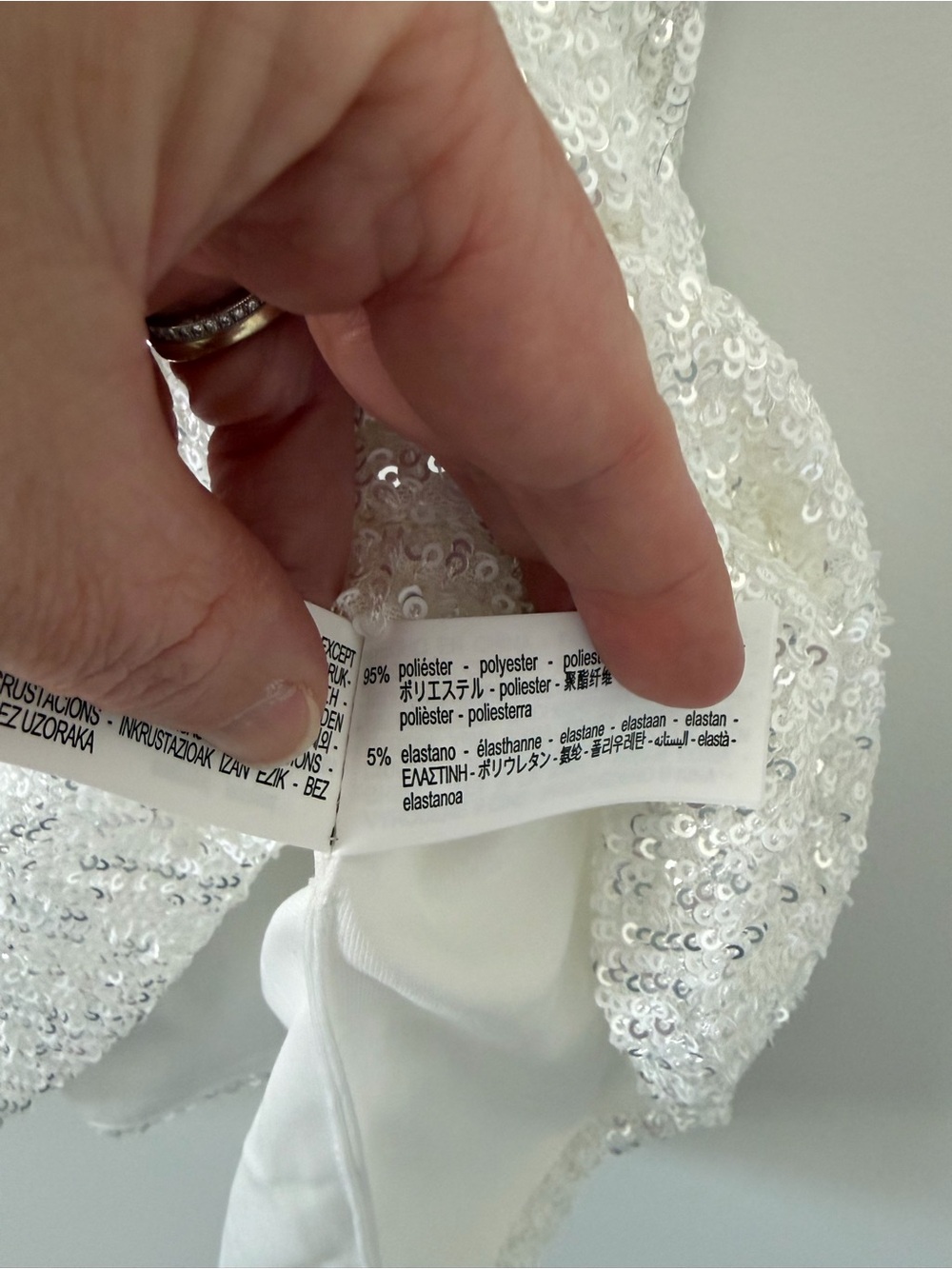 Zara White All Sequin Draped Neck Fitted Mini Dress Bridal Cocktail NWT Large - Picture 8 of 12